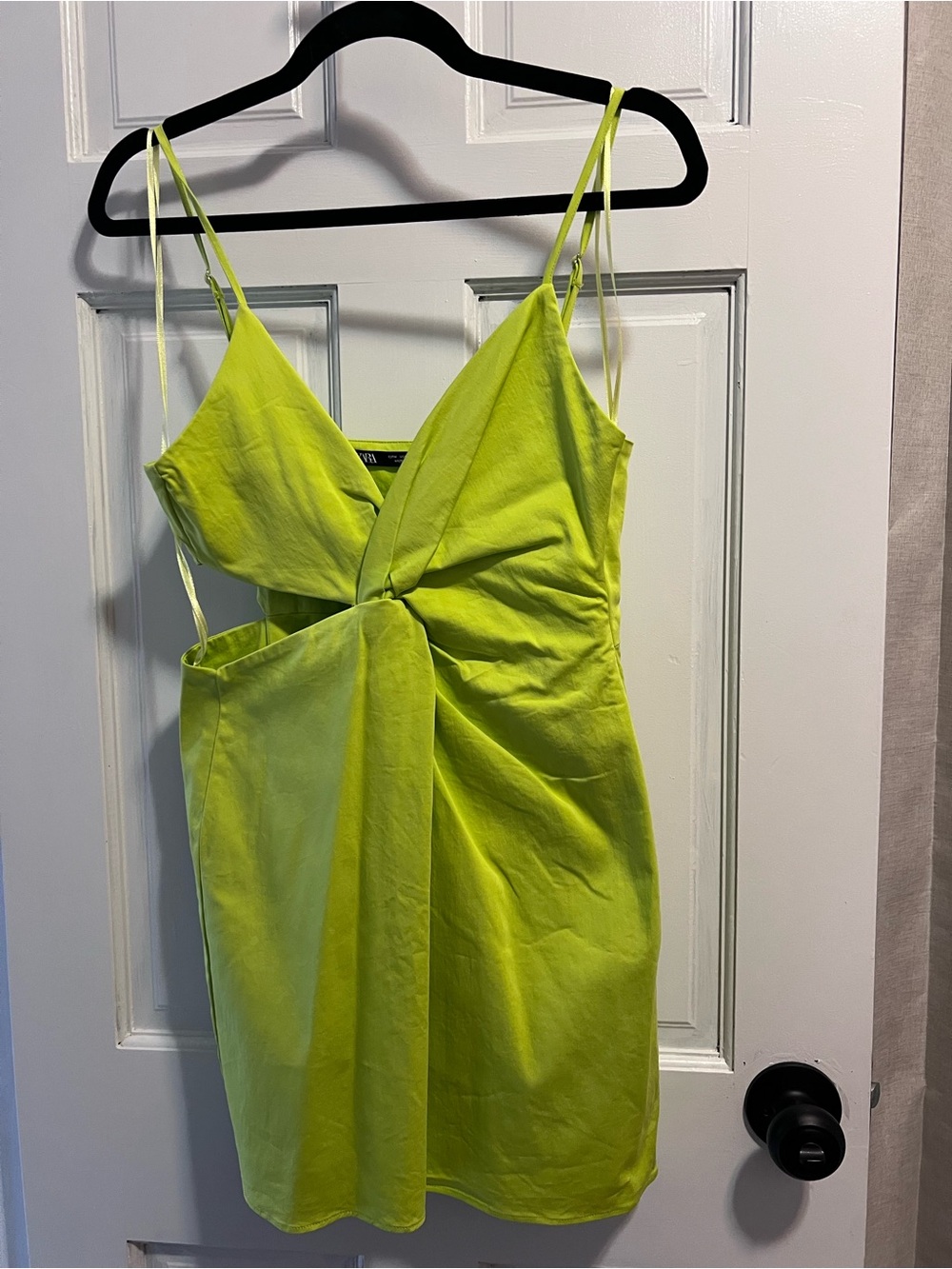 Zara Neon Lime Twist Mini Dress